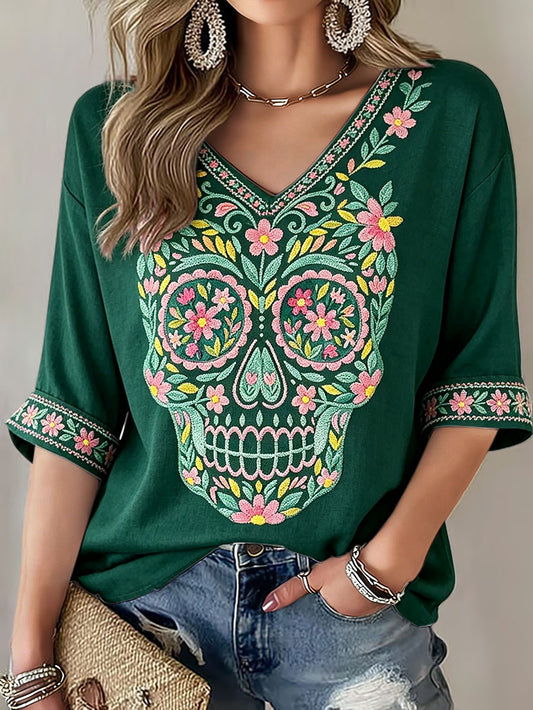 Women's Mexico Sports Lover Art Printed Linen T-shirt