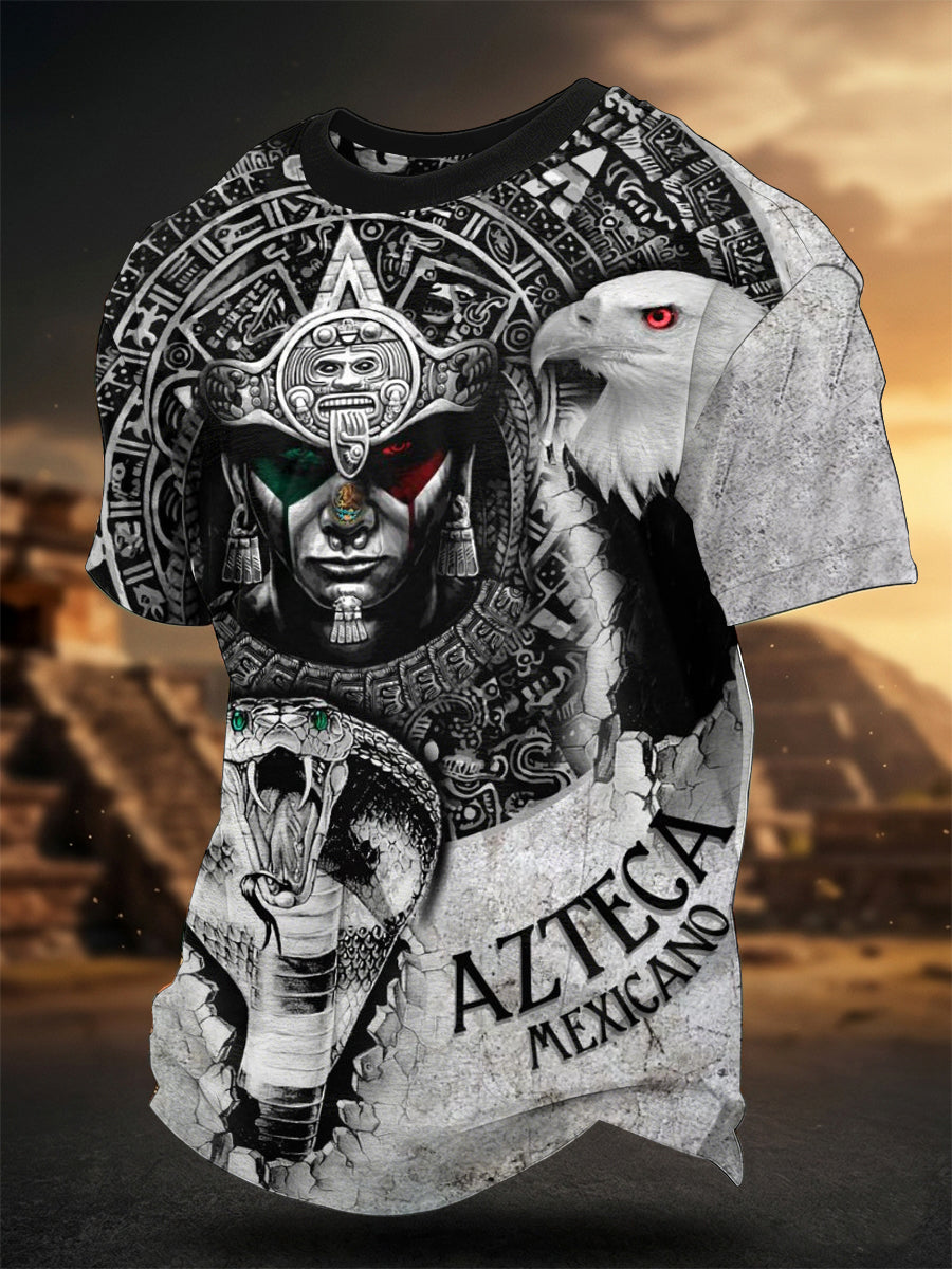 Men's Mexican Aztec Culture Print Casual Tee