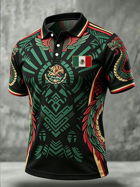 Men's Mexico Football Lover Art Printed Casual Tops
