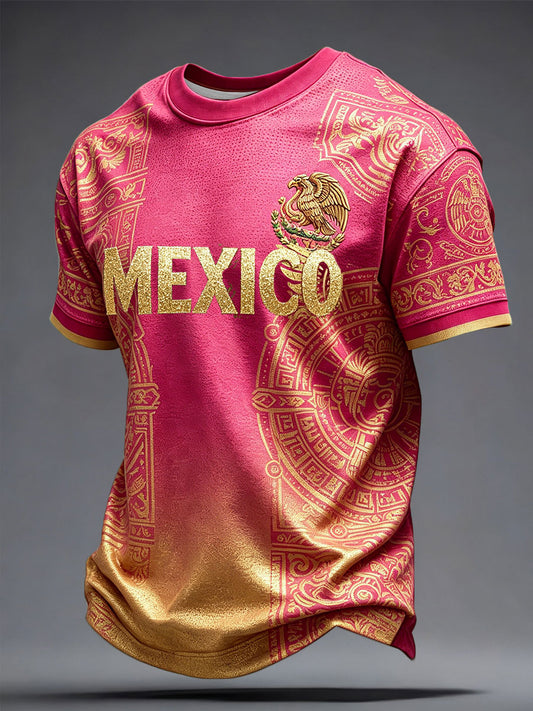 Men's Mexico Football Lover Art Printed T-shirt