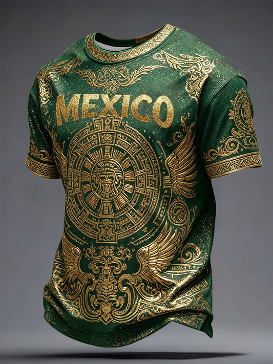 Men's Mexico Football Lover Art Printed T-shirt