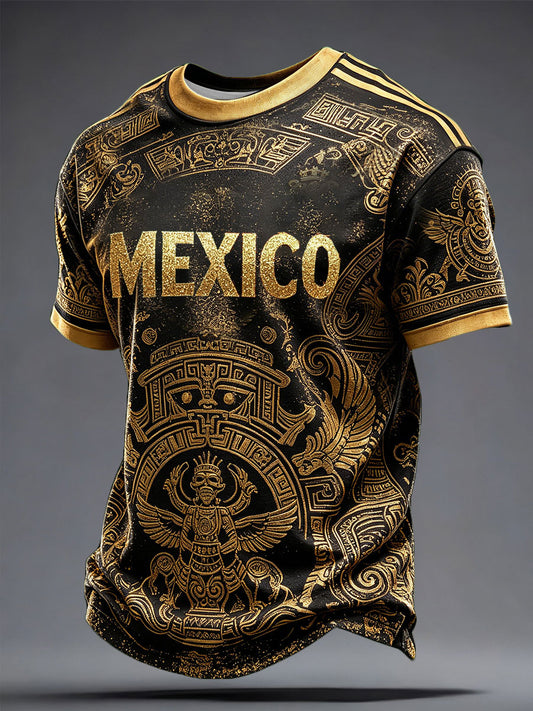 Men's Mexico Football Lover Art Printed T-shirt