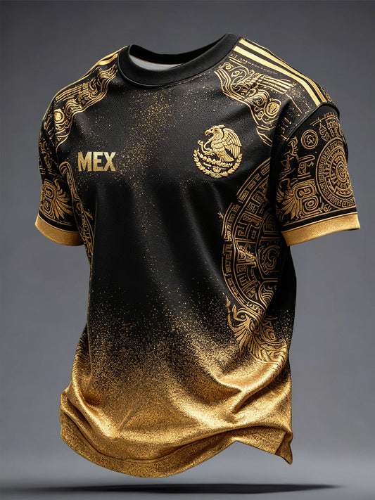 Men's Mexico Football Lover Art Printed T-shirt