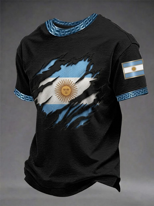 Men's Argentina Flag Short Sleeves T-shirt