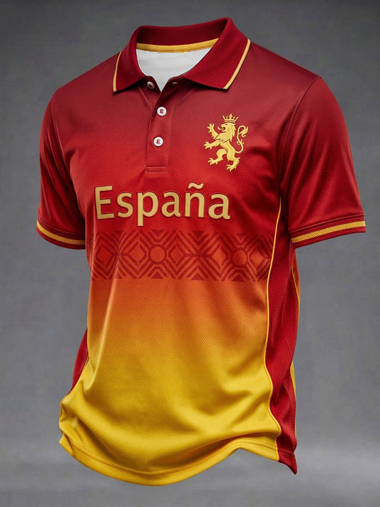 Men's Spain Football Lover Print Casual Shirt