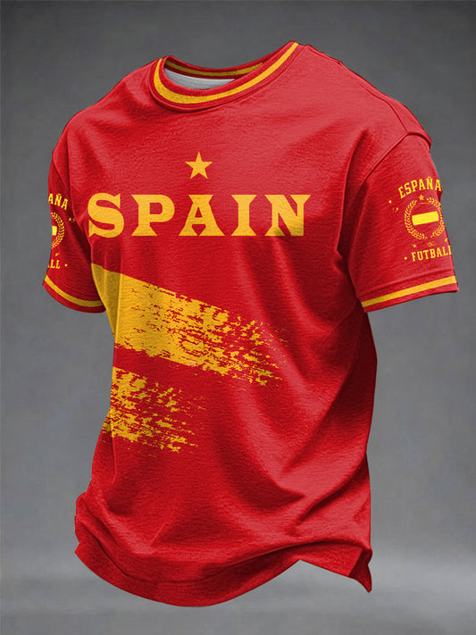 Men's Spanish Football Printed T-shirt