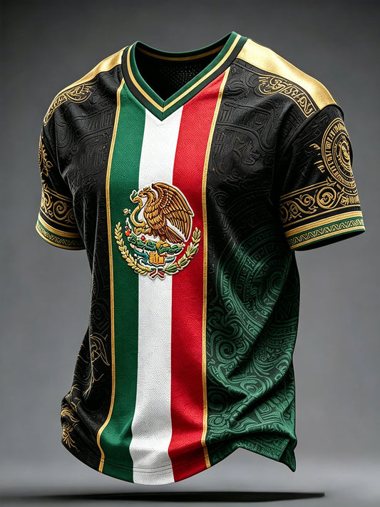 Men's Mexico Art Football Lover Printed T-shirt