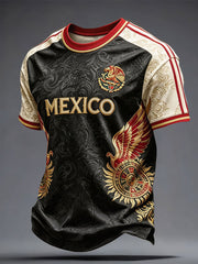 Men's Mexico Football Lover Floral Art Printed T-shirt