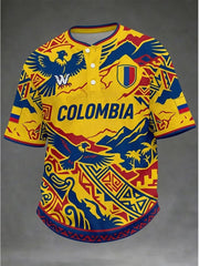 Men's Colombian Football Casual Print Short Sleeve T-Shirt