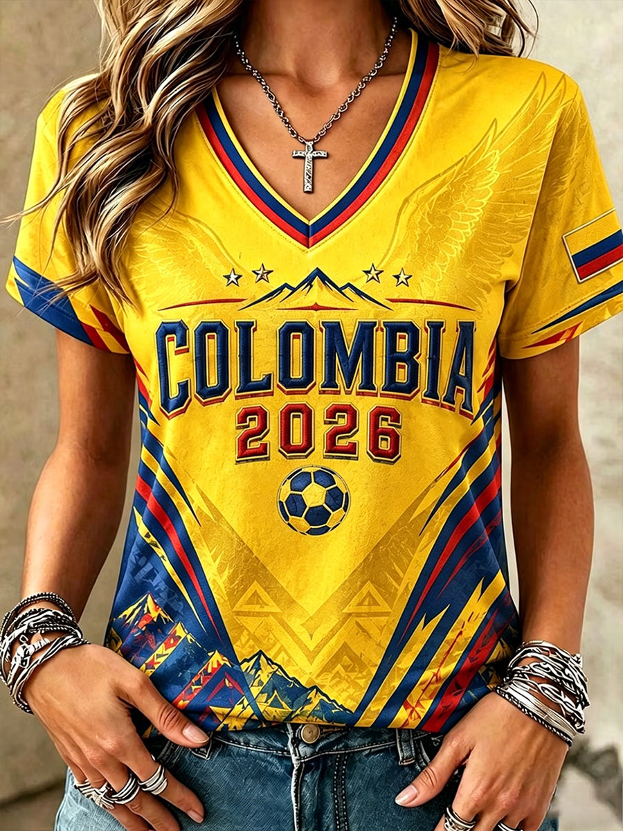 Women's Colombian Football Casual Print short-sleeved T-shirt