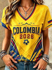 Women's Colombian Football Casual Print short-sleeved T-shirt