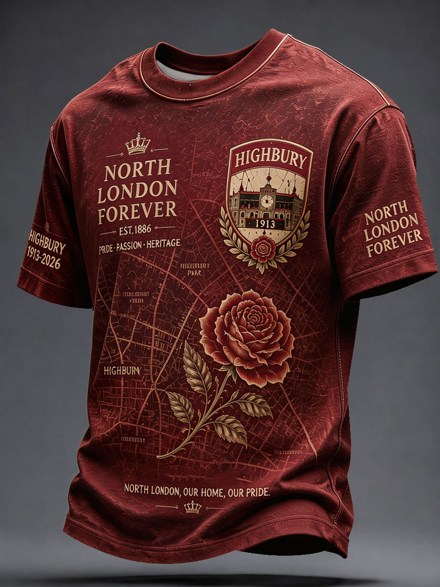 Men's North Lodon Forever Football Lover Printed short sleeves t-shirt