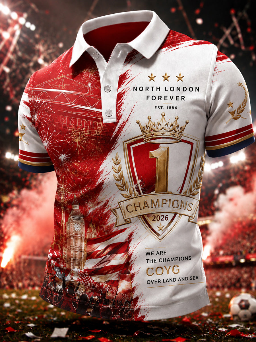Men's Gift For Football Fans Print Casual Polo