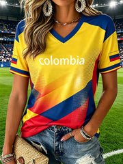 Women's Colombian Football Style Casual T-shirt