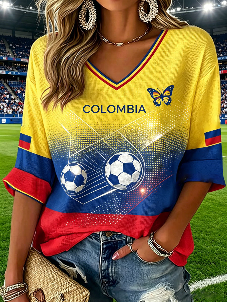Women's Colombian Football Style Casual T-shirt
