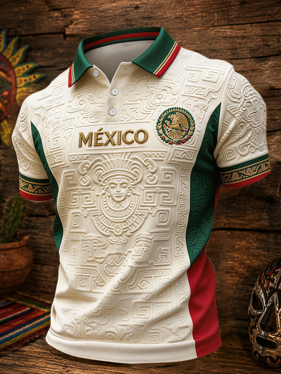 Men's Mexico Football Lover Art Printed Casual Tops
