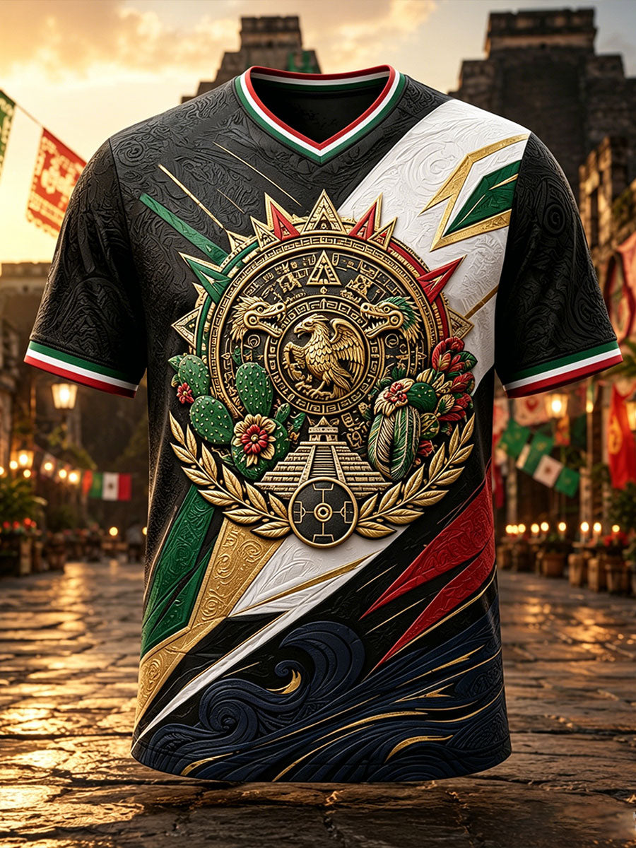 Men's Mexico Football Lover Art Printed T-shirt