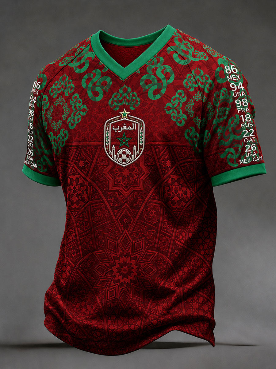 Men's Moroccan Football V-Neck T-Shirts