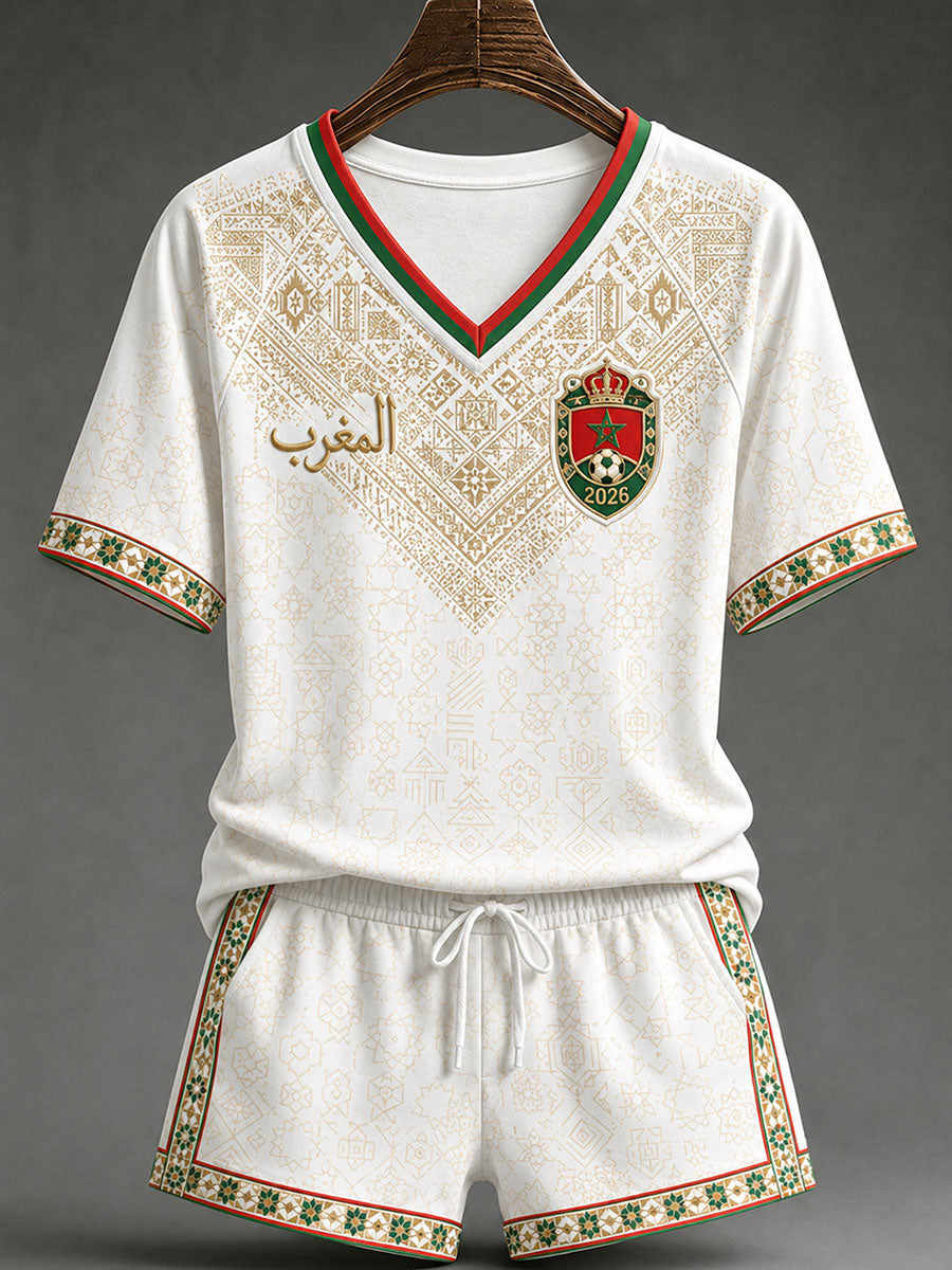 Women's 2026 Morocco Football V-Neck T-Shirts