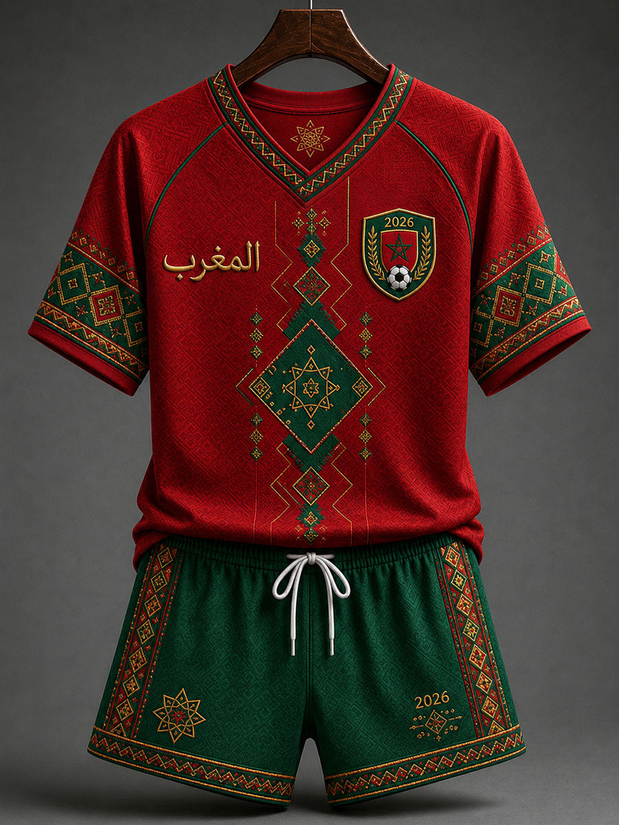 Women's 2026 Morocco Football V-Neck T-Shirts
