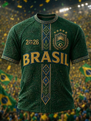 Men's Brazil Football Fan Gift Short Sleeve T-shirt