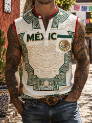 Men's Mexico Pride Art Printed Linen Tank Tops