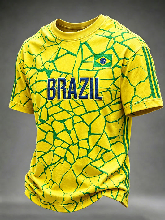 Men's 2026 Brazil Football Inspired Print Short Sleeve T-Shirt