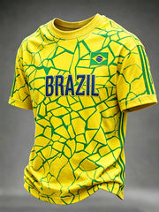 Men's 2026 Brazil Football Inspired Print Short Sleeve T-Shirt