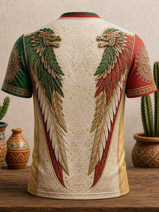 Men's Mexico Pride Art Printed V-neck T-shirt