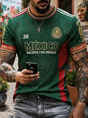 Men's Mexico Football Lover Art Printed T-shirt