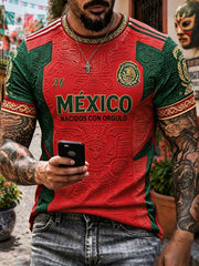 Men's Mexico Football Lover Art Printed T-shirt