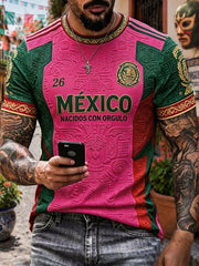 Men's Mexico Football Lover Art Printed T-shirt