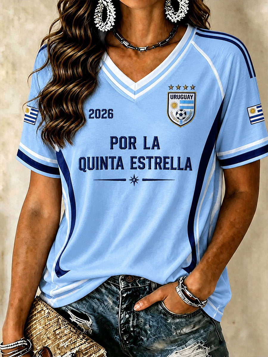 Women’s Uruguay Football V-Neck T-Shirts
