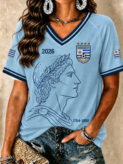 Women’s Uruguay Football V-Neck T-Shirts