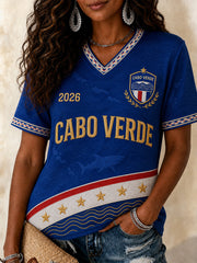 Women's Gift For Football Fans Print Casual V-Neck Tee