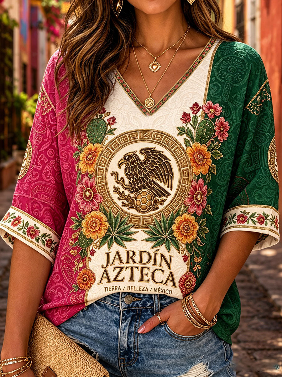 Women's  Mexico Football Lover Art Printed Casual Tops