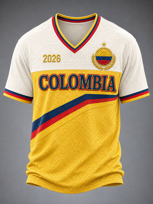 Men's Colombia Football Print Casual T-Shirt