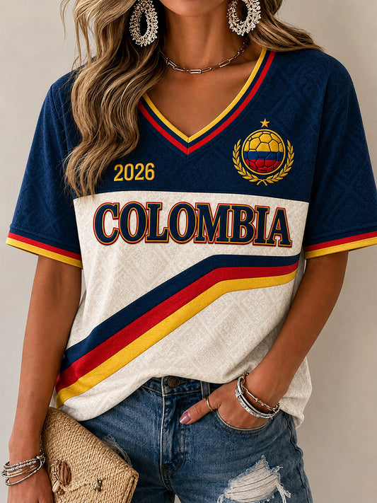 Women's Colombia Football Print Casual T-Shirt