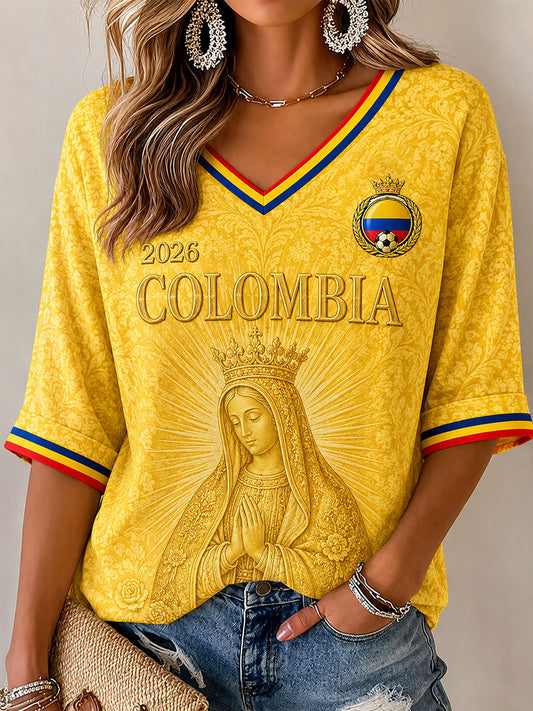 Women's Colombia Football Print Casual T-Shirt
