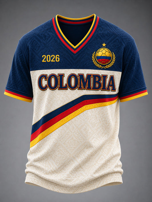 Men's Colombia Football Print Casual T-Shirt