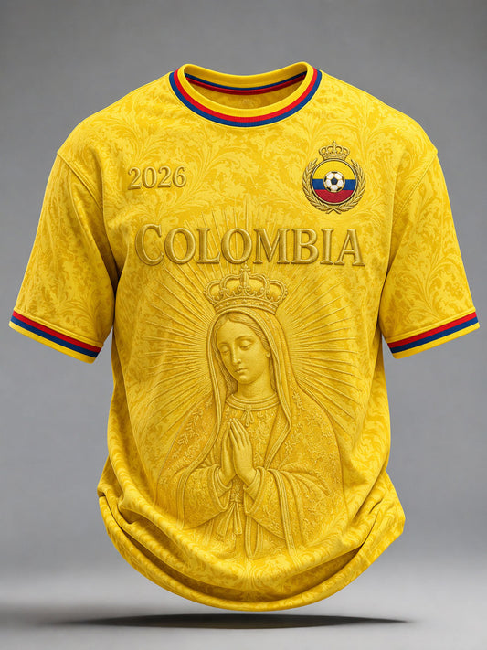 Men's Colombia Football Print Casual T-Shirt