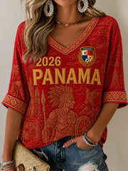 Women's Panama Soccer Print Casual T-shirt