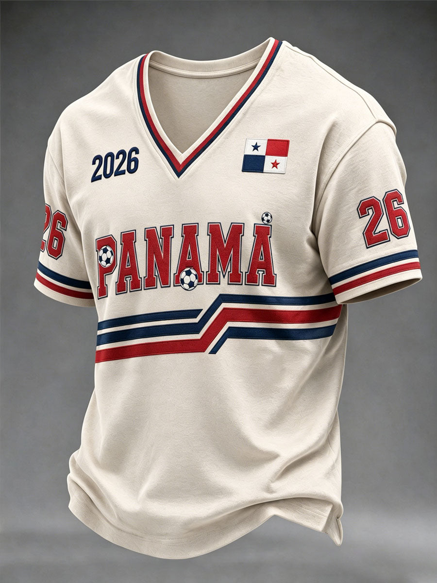 Men's Panama Soccer Print Casual T-shirt