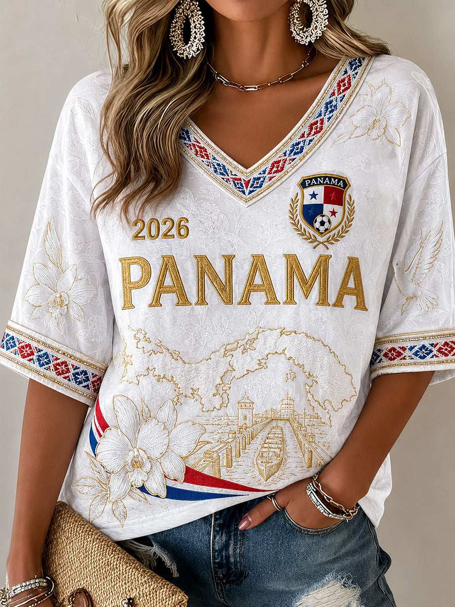 Women's Panama Soccer Print Casual T-shirt