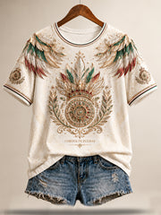 Women's Mexico Football Lover Art Printed Linen T-shirt