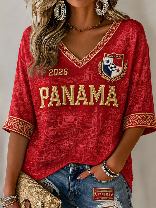 Women's Panama Soccer Printed Casual T-shirt