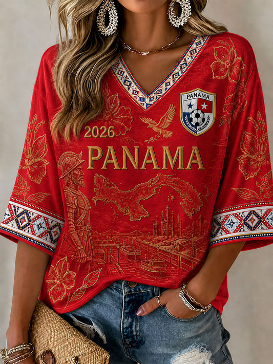 Women's Panama Soccer Printed Casual T-shirt