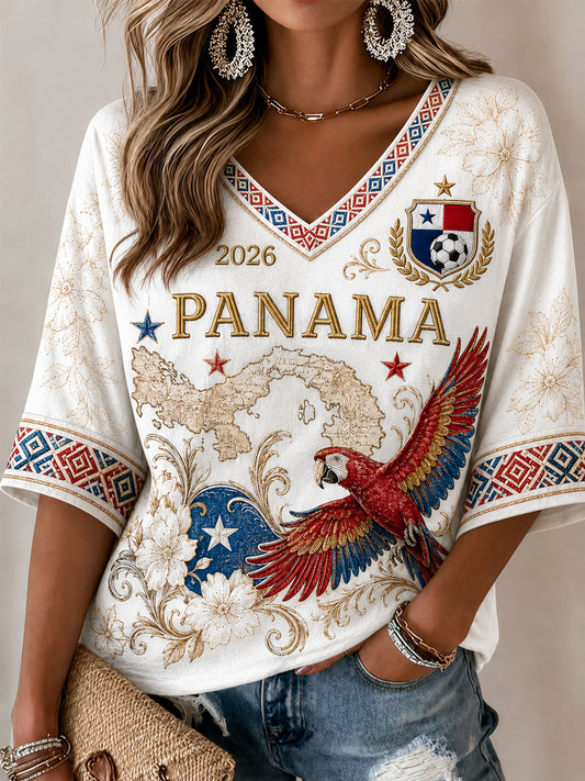 Women's Panama Soccer Printed Casual T-shirt