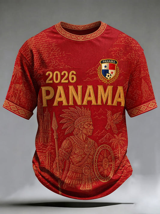 Men's Panama Soccer Printed Casual T-Shirt