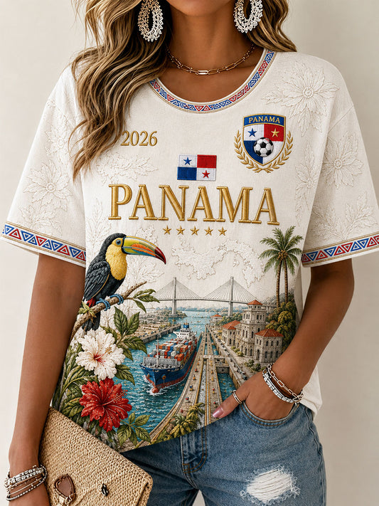 Women's Panama Soccer Printed Casual T-shirt